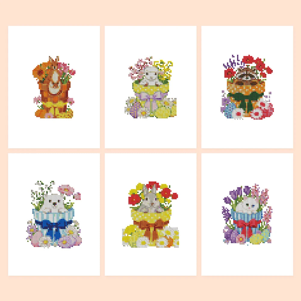 Whimsical Woodland Friends six-pack mini diamond painting set with all designs
