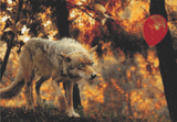 Balloon-Toting Wolf artwork shown as a completed diamond painting preview