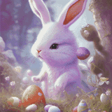 Cute Easter Bunny artwork shown as a completed diamond painting preview